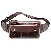 Jeph Lan Leather Waist Bag Fanny Pack for Men Women Casual Cell Phone Pouch Chest Pocket for Outdoor Travel Sports Running Hiking Camping