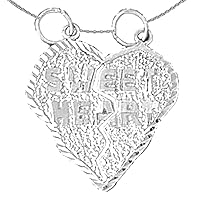 Gold Saying Necklace | 14K White Gold Breakable Sweet Heart Saying Pendant with 18