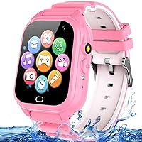 OVV Kids Waterproof Smart Watch for Girls Boys Age 3-10 with 1.44'' Touch Screen 26 Puzzle Game Camera Music Video Recorder 12/24 Hr Clock Pedometer Flashlight Alarm Children Learning Toy
