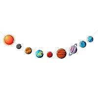 Space Banner 9 Pieces Solar System Planets Hanging Paper Garland Outer Space Themed Party Decorations Kids Birthday Party Supplies Photo Backdrop