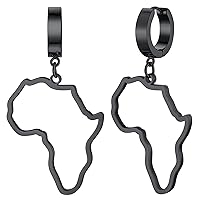 FaithHeart African Map Shaped Drop Earrings Stainless Steel/18K Gold Plated Statement Africa Jewelry Ear Charms for Women Teen Girls