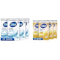 Dial Antibacterial Bar Soap, Refresh & Renew, White, 4 oz, 32 Bars & Antibacterial Deodorant Bar Soap, Advanced Clean, Gold, 4 oz, 32 Bars