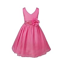 Kids Toddler Girls Spaghetti 3D Flower Girl Dress Pleated Tulle Mesh Wedding Bridesmaid Pageant Party Dress
