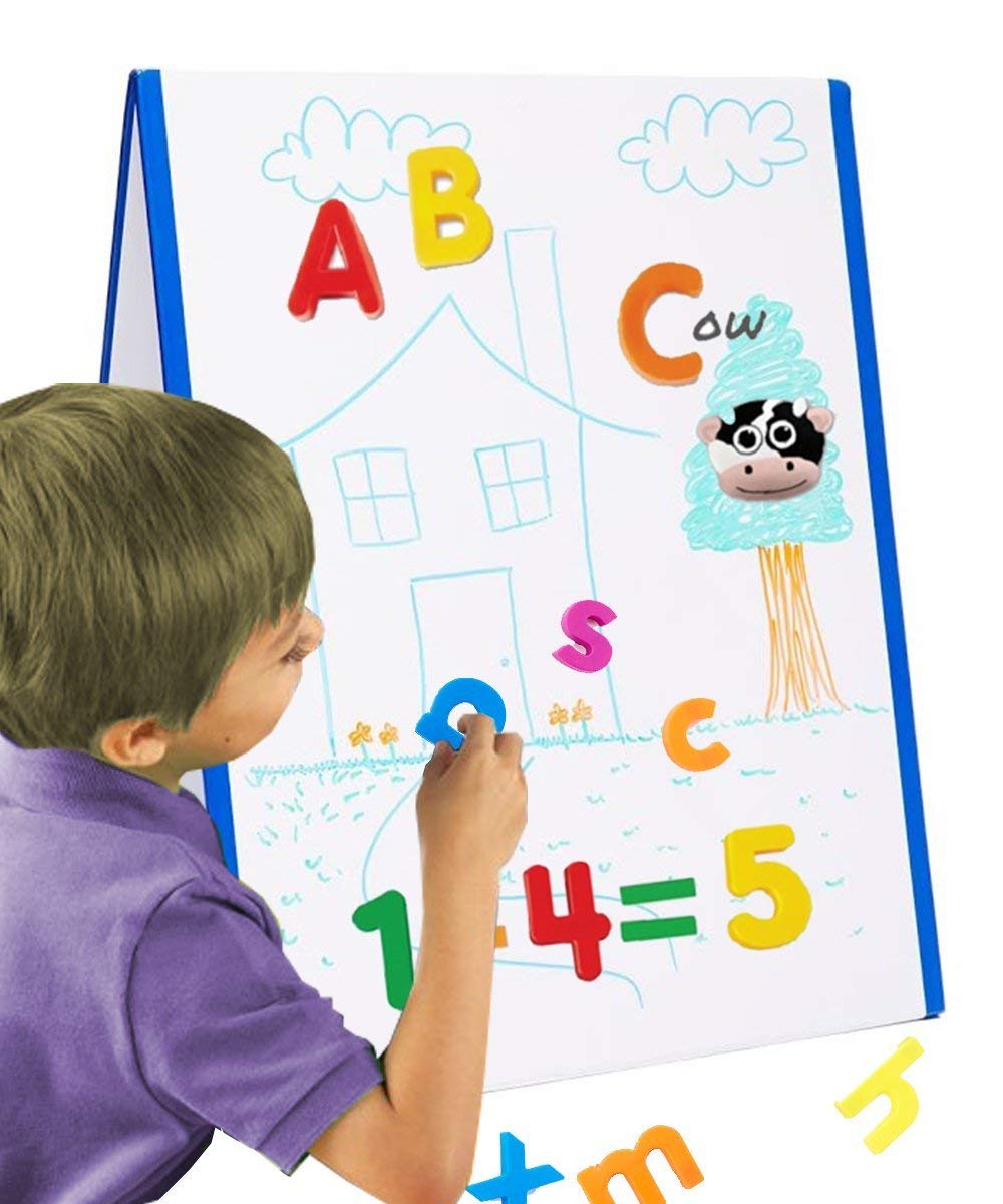 Kid’s Dry Erase Board Stand-Up Easel Whiteboard for Writing, Drawing, Fun Learning – Educational Play for Home, Preschool
