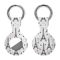 Eiffel Tower Paris Printed Silicone Case for AirTags with Keychain Protective Cover Air Tag Finder Tracker Accessories Holder