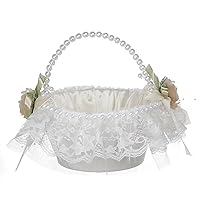 Wedding Basket with Lace Rose Flower Baskets for Wedding Ceremony Bride Engagement Party Supplies Table Decorations Flower Basket