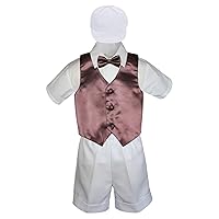 6pc Baby Toddler Little Boys White Shorts Extra Vest Bow Tie Sets S-4T (XL:(18-24 months), Brown)