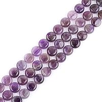 GEM-Inside Natural 10mm Coin Amethyst Gemstone Loose Beads Energy Stone Handmade Beads for Jewelry Making Jewelry Beading Supplies for Women