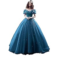 Cinderella Princess Dress Off Shoulder Ball Gown Costume Quinceanera Dresses
