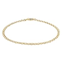PORI JEWELERS 14K Solid Gold 2.5MM Open Heart Link Chain Bracelet - 7 Inches