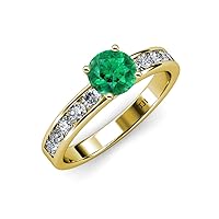 Emerald & Natural Diamond (SI2-I1, G-H) Engagement Ring 1.72 ctw 14K Yellow Gold