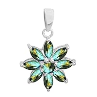 Multi Choice Marquise Shape Gemstone 925 Sterling Silver Floral Cluster Pendant Jewelry