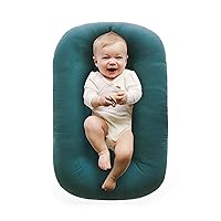 Loevin Baby Lounger Pillow Upgrade,Baby Nest Pillow for Newborn Cosleeping for Baby in Bed,Newborn Lounger for Boys & Girls 0-12 Months(Peacock Green)