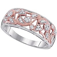 The Diamond Deal 10kt Two-tone Gold Womens Round Diamond Filigree Band Ring 1/10 Cttw