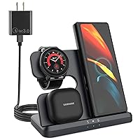 3 in 1 Wireless Charger for Samsung, Samsung Galaxy Watch 5/5 Pro/4/3 Charger, Accessories for Samsung Galaxy Z Fold 4/Flip 4/S22 Ultra/S22, Wireless Charging Station for Galaxy Buds 2 Pro/2 Black