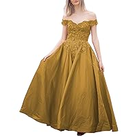 Ball Gown Sparkle Quinceanera Prom Dress Off Shoulder Sleeveless Floor Length Evening Dress Satin Appliques 2023