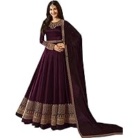 Jessica-Stuff Embroidered Silk Blend Semi Stitched Anarkali Gown (598) Purple