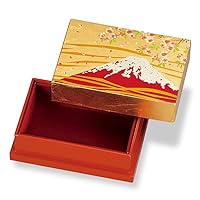 Mitani M17294-2 Yamanaka Lacquerware Storage Box, Gold, 4.3 inches (11 cm), Yamanaka Coating, Foil Crafts, Business Card, Small Box, Red Fuji