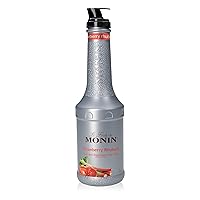 Monin - Strawberry Rhubarb Purée, Tart & Sweet Purée, Made with Real Fruit & Vegetable Juices, Antioxidant-Rich, Fruit Purée for Cocktails, Smoothies, Cooking, Baking, & More, Clean Label (1 Liter)