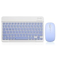 Bluetooth Keyboard and Mouse Combo Rechargeable Portable Wireless Keyboard Mouse Set for Apple iPad iPhone iOS 13 and Above Samsung Tablet Phone Smartphone Android Windows (10 inch Purple)