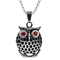 Retro Stainless Steel Owl Pendant Night Bird Charm Necklace for Men Women Protection Symbol Jewelry 24