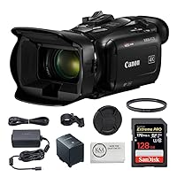 Canon Vixia HF G70 UHD 4K Camcorder (Black) Bundled with 128GB Memory Card + 58mm UV Filter + Microfiber Cleaning Cloth (4 Items)