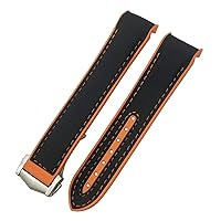 19mm 20mm 21mm 22mm Rubber Watchband Fit for Omega Planet Ocean Diver 300 Silicone Nylon Sports Watch Strap (Color : Black Orange Nylon, Size : 21mm)