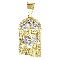 10k Two tone Gold Mens Jesus Religious Charm Pendant Necklace Jewelry Gifts for Men