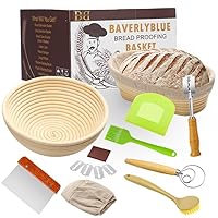 9 Inch Round & 10 Inch Oval Rattan Banneton Baskets Set for Bread Proofing, Natural Rattan Cane Material, Ideal for Home Bakers