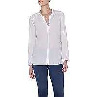 NYDJ Women's Pintuck Blouse 3/4 Sleeve, Optic White, M