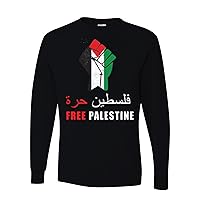Free Palestine Fist Flag Mens Long Sleeves