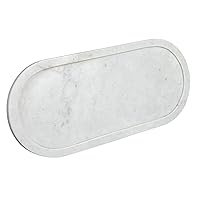 Bloomingville Modern Oval Marble Serving Raised Edge, White Tray