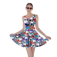 CowCow Womens Cartoon Rabbit Mouse Princess Alice Wonderland Print Party Stretchable Party Skater Dress, XS-5XL