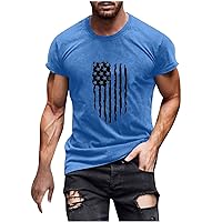 Men's Independence Day Tees 2024 Summer Printing American Flag Graphic Shirts 4th of July Celebration USA Pattern Pullover