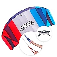 Power Kite | Big Buzz Stunt Kite | 2.05m Dual Lines Trainer Parafoil | Kids & Adults Kiting | Best 2 Line Beach Summer Sport Trick Kites with Handles | Outside Activity | Easy to Fly 1.6m²