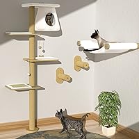 IKARE Cat Wall Shelf with Hammock,Cat Wall Shelves and Perches for Indoor, Mounted Cat Wall Hammock for Climbing, Sleeping and Playing.(Cat Tree Contain a Cushions)