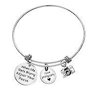 Xiahuyu Photographer Bracelet Gifts When Life Gets Blurry Adjust Your Focus Bracelet with Camera Charm Photographer Gifts Christmas Birthday Gifts for Photographer
