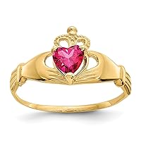 14k Gold CZ Cubic Zirconia Simulated Diamond Birth Month Irish Claddagh Celtic Trinity Knot Love Heart Ring Jewelry for Women in White Gold Yellow Gold Choice of Birth Month and Variety of Options