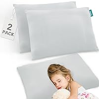 Small Pillow 2 Pack with Pillowcase (13 x 18), Child Pillows for Sleeping, Machine Washable Soft Travel Pillow, Soft & Breathable Kids Travel Pillow, Gray