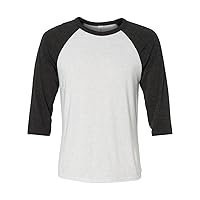Bella + Canvas Unisex 3/4-Sleeve Baseball T-Shirt S Wht Flck/ Chr Tr