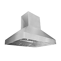 PROLINE 42-Inch Professional Island Range Hood, Ducted, 1200 CFM, Stainless Steel, LED Lights, ULTRA-QUIET Blower Motor, 4 Speed, 3-Year Warranty, Dishwasher-Safe Filters, PLJI 103.42, Kitchen Hood