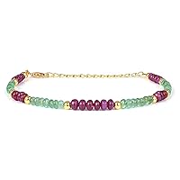 – Clear Emerald Bracelet Delicate Emerald and Indian Ruby Gemstone Bracelet Dainty Emerald Ruby Stacking Bracelet Colombian Emerald (22 CM)