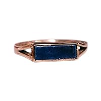 Afghani Lapis Ring Minimalist Handmke Jewelry Lapis Lazuli Ring on 925 Sterling Silver Rectangle Shape Delicate Christmas Gift for Her