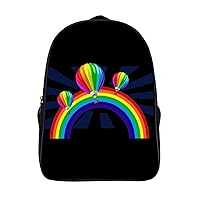 Rainbow Hot Air Balloon Gay Pride 16 Inch Backpack Adjustable Strap Daypack Double Shoulder Backpack Business Laptop Backpack for Hiking Travel