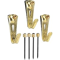 OOK 50615 Professional Picture Hangers, Art Hangers, Padded, Brass, Reusable Picture Hooks, 20lb (15 set)