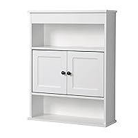 Zenna Home Bathroom Wall Cabinet, with 3 Shelves, Medicine Cabinet or Wall-Mounted Over the Toilet Storage, 2 Doors, White