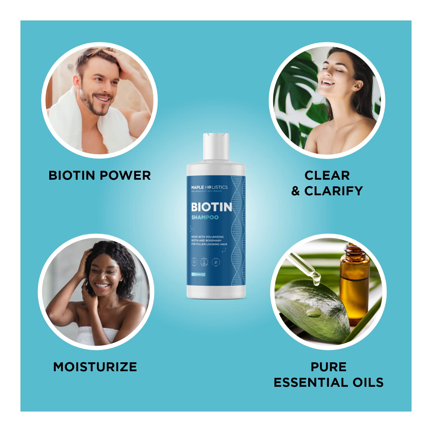 Biotin Hair Shampoo for Dry Hair - Volumizing Biotin Shampoo for Men and Womens Hair Moisturizer - Sulfate Free Shampoo with Biotin and Moisturizing Shampoo for Dry Hair plus Keratin Hair Treatment
