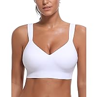 V-Neck Push Up Sports Bra for Women Longline Full Coverage Sports Bras Medium Impact Workout Crop Tops for Yoga Gym