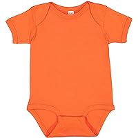RABBIT SKINS, Baby Soft Short-Sleeve Bodysuit, Orange, Newborn