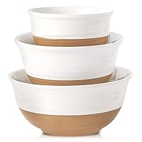 Hasense Salad Mixing Bowls, Large Serving Bowls, 1.5/1.0/0.5 Qt White Bowls Set, Serving Dishes for Entertaining, Ideal for Soup Pasta Prepping Baking, Dishwasher Microwave Safe, Set of 3